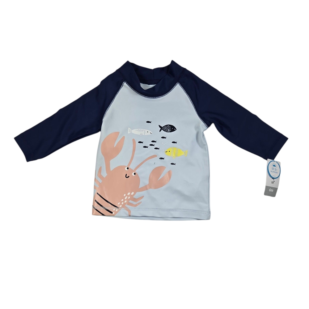 Carter's Blue Rashguard Swim Shirt with Cartoon Design TOP ONLY